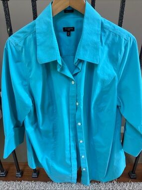 Talbots Bright Turquoise wrinkle resistant Blouse 16W